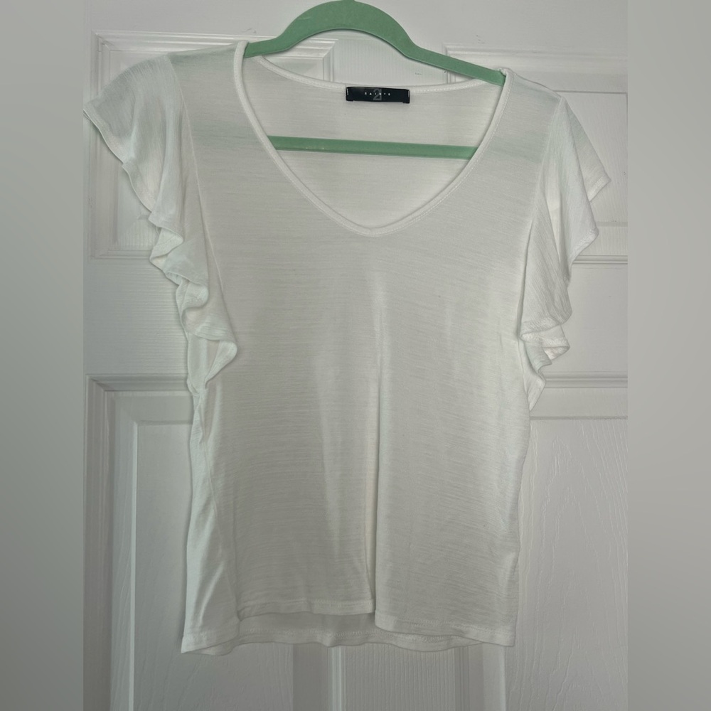 White Ruffle Sleeve Top 21 Saints